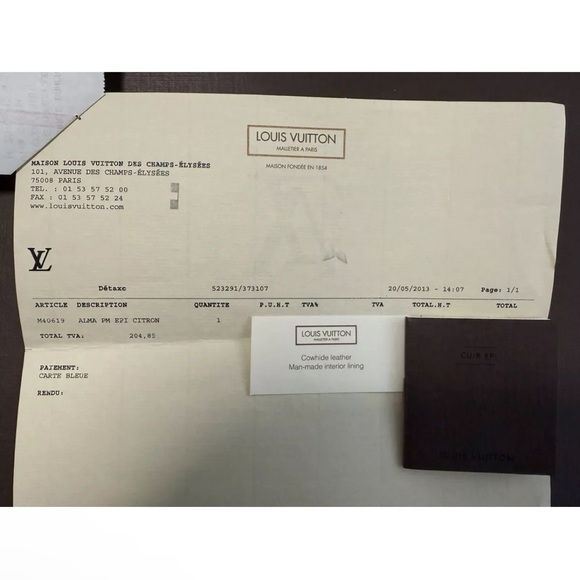 Louis Vuitton LV Alma PM Epi Leather Handbag Satchel - Yellow / Citron - Picture 6 of 14